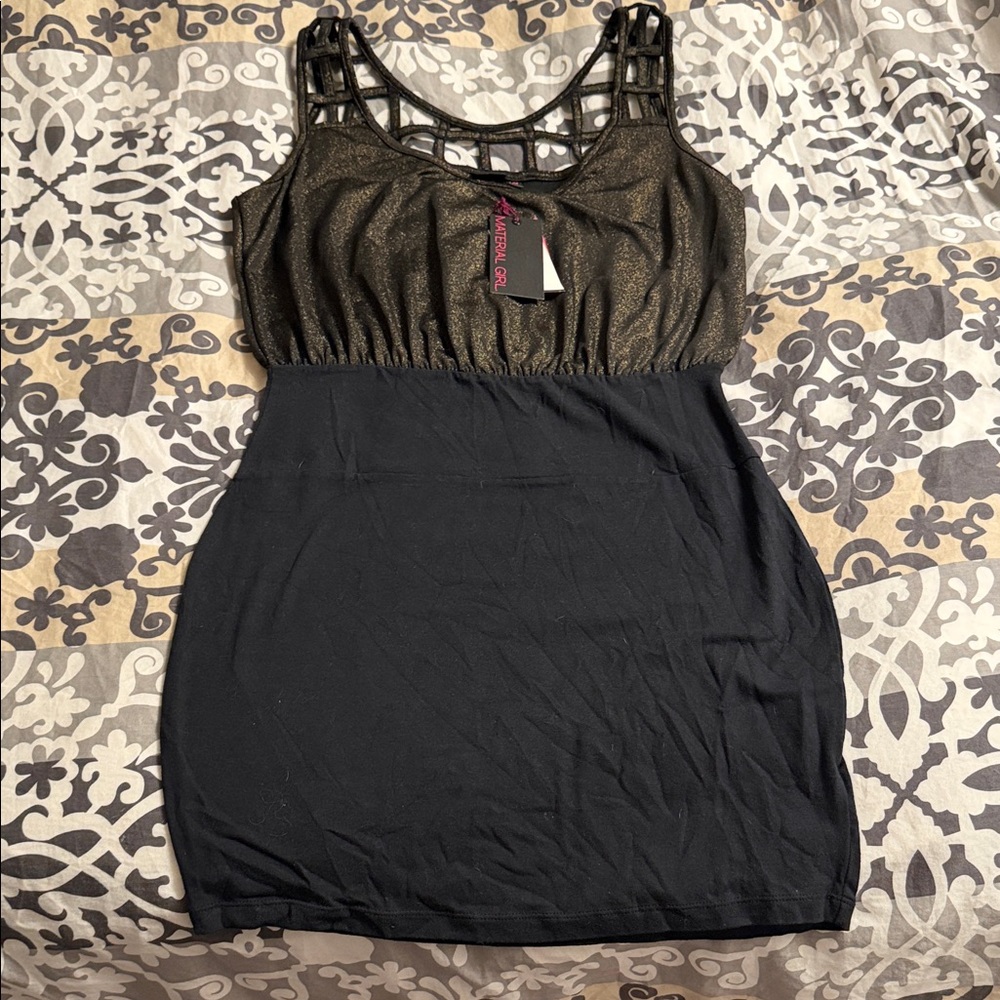 Material Girl Glittery Black and Gold/bronze Dress